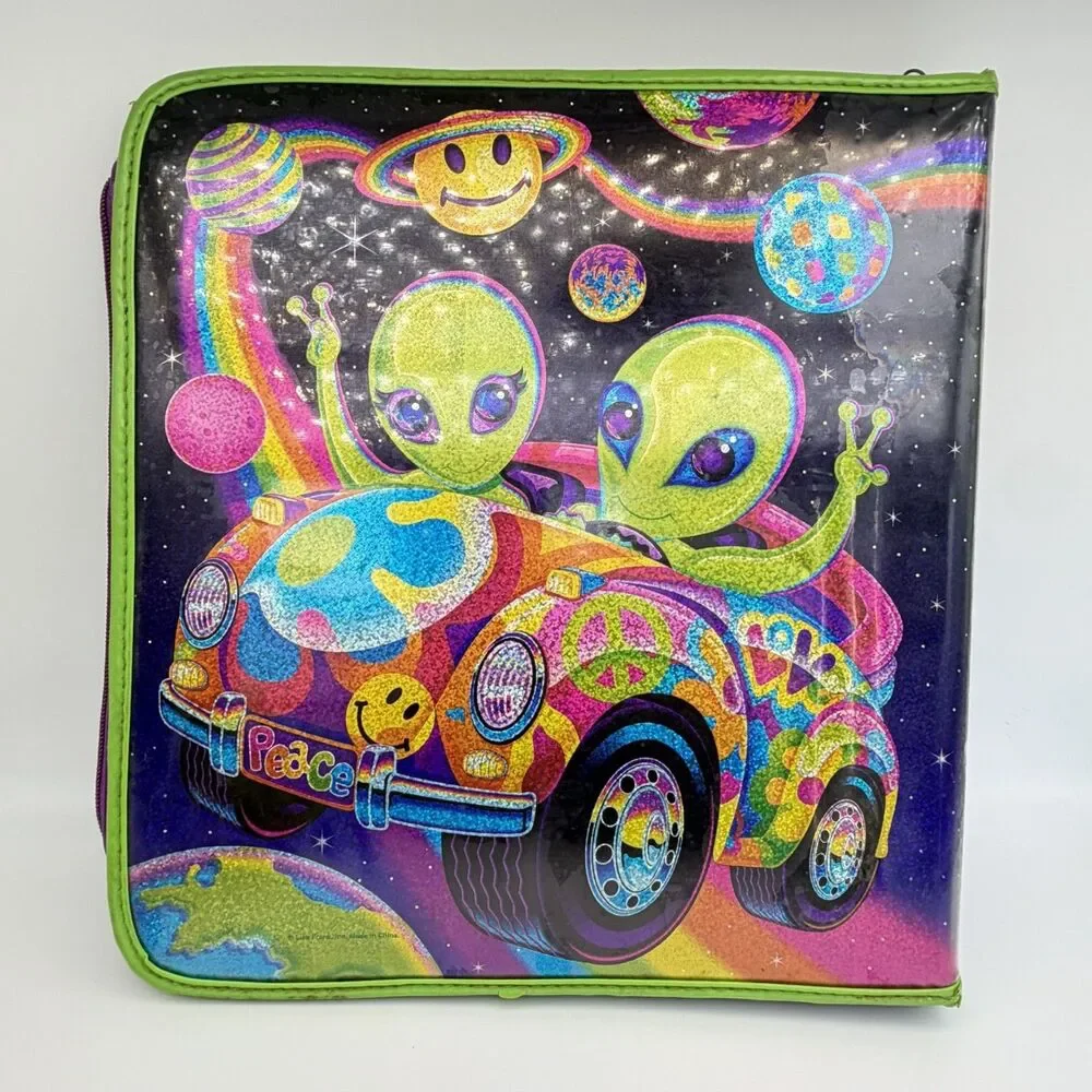 Vintage Lisa Frank Zoomer & Zorbit Aliens 3 Ring Binder Trapper Keeper Zip READ